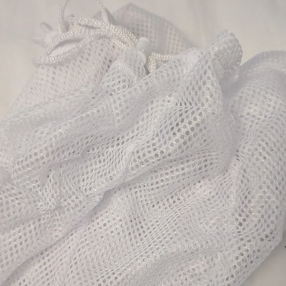 CURLY GIRL Mesh Hair Bonnet Cap Drying Nylon Plopping White